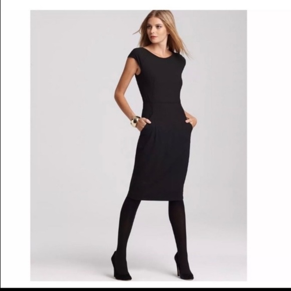 Theory Syerra Wool Blend Sheath Polished Suiting Black Dress Women's 6